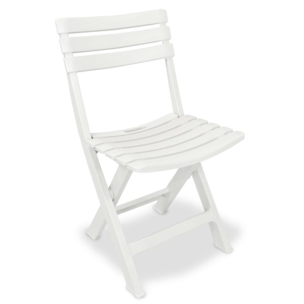 3 Piece Folding Bistro Set Plastic White - Image 3