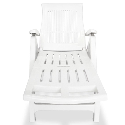 Sun Lounger with Footrest Plastic White - Image 2