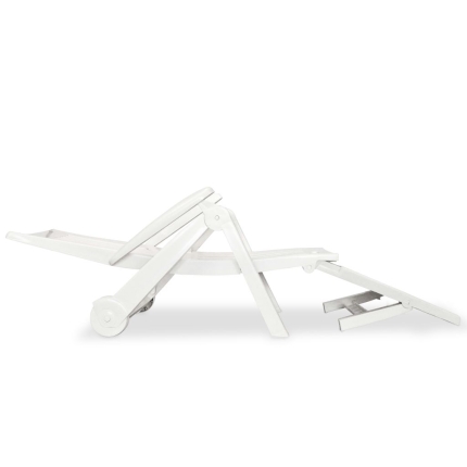 Sun Lounger with Footrest Plastic White - Image 3