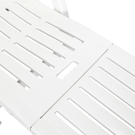 Sun Lounger with Footrest Plastic White - Image 5