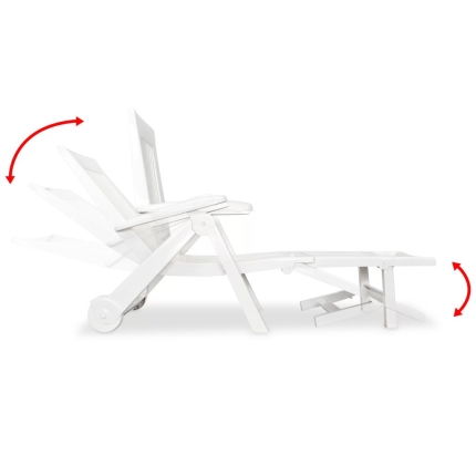 Sun Lounger with Footrest Plastic White - Image 6