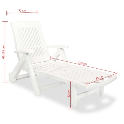 Sun Lounger with Footrest Plastic White - Image 8