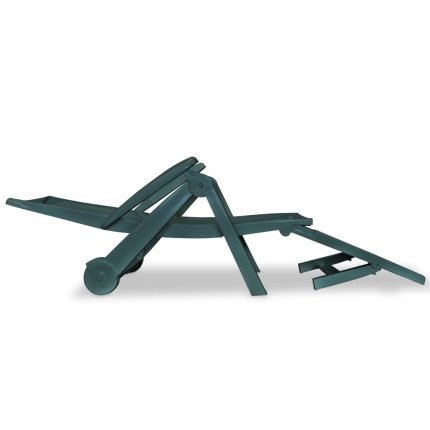 Sun Lounger with Footrest Plastic Green - Image 3