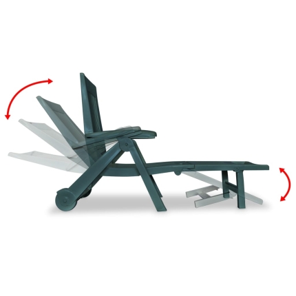 Sun Lounger with Footrest Plastic Green - Image 6