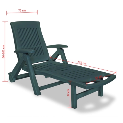 Sun Lounger with Footrest Plastic Green - Image 8