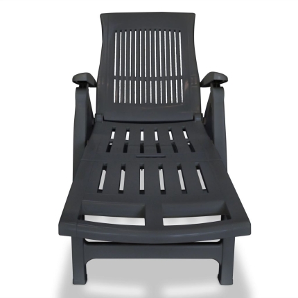 Sun Lounger with Footrest Plastic Anthracite - Image 2