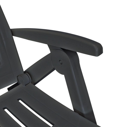 Sun Lounger with Footrest Plastic Anthracite - Image 4