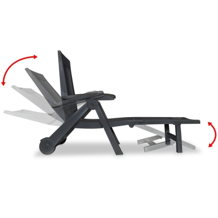 Sun Lounger with Footrest Plastic Anthracite - Image 6