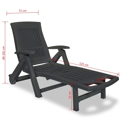 Sun Lounger with Footrest Plastic Anthracite - Image 8