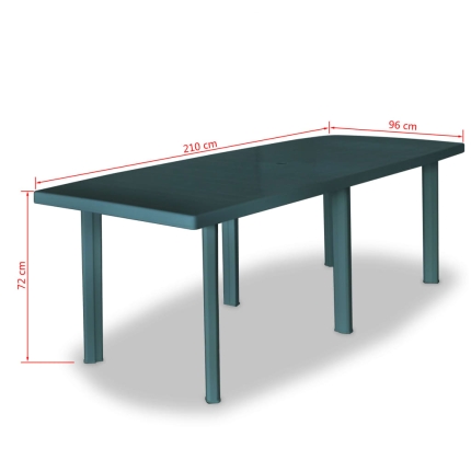 Garden Table Green 210x96x72 cm Plastic - Image 5