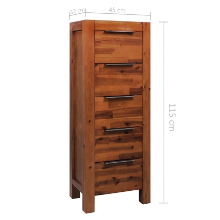Chest of Drawers Solid Acacia Wood 45x32x115 cm - Image 9