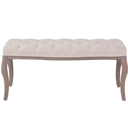 Bench Linen Solid Wood 110x38x48 cm Cream White - Image 3