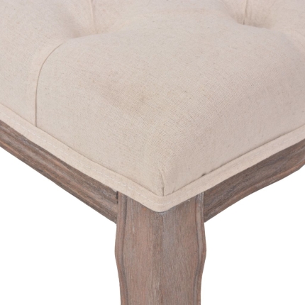 Bench Linen Solid Wood 110x38x48 cm Cream White - Image 5