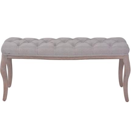 Bench Linen Solid Wood 110x38x48 cm Light Grey - Image 3