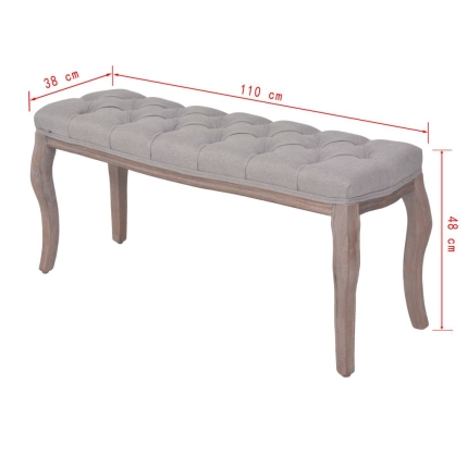 Bench Linen Solid Wood 110x38x48 cm Light Grey - Image 6