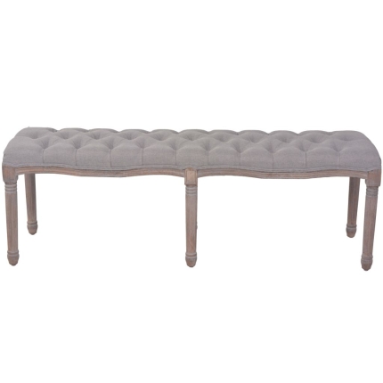 Bench Linen Solid Wood 150x40x48 cm Light Grey - Image 3