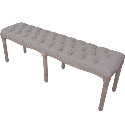 Bench Linen Solid Wood 150x40x48 cm Light Grey - Image 4