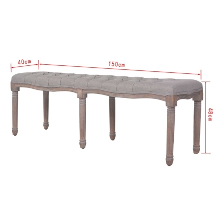 Bench Linen Solid Wood 150x40x48 cm Light Grey - Image 7
