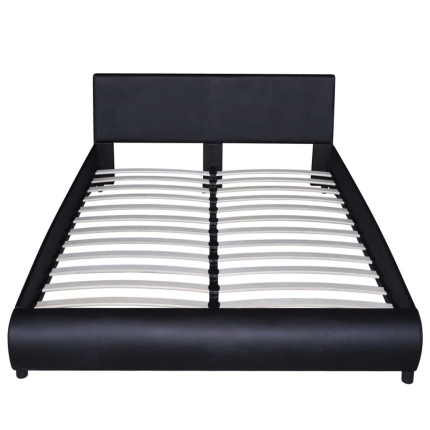 Bed Frame Black Faux Leather Double Size - Image 4
