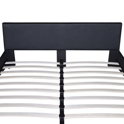 Bed Frame Black Faux Leather Double Size - Image 6