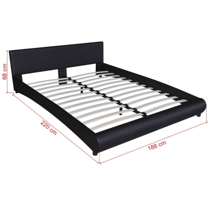 Bed Frame Black Faux Leather King Size - Image 8