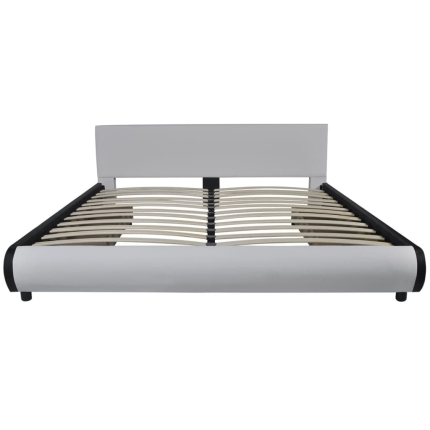 Bed Frame White Faux Leather King Size - Image 4