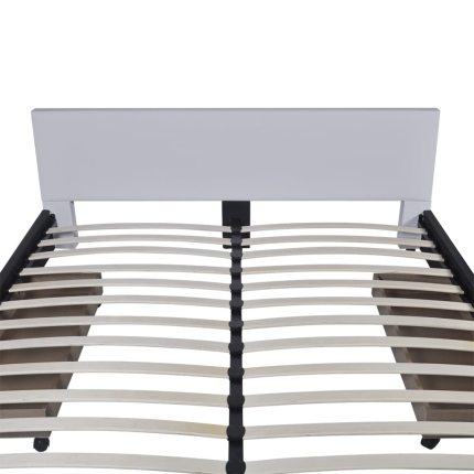 Bed Frame White Faux Leather King Size - Image 7