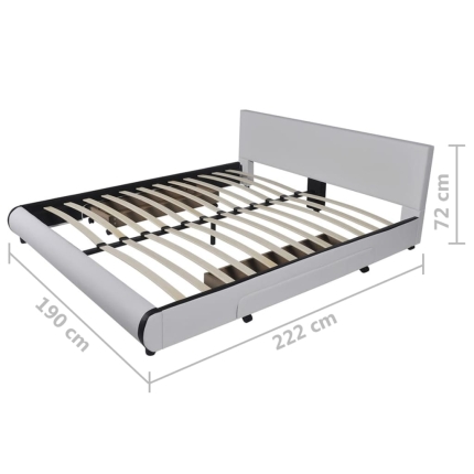Bed Frame White Faux Leather King Size - Image 8