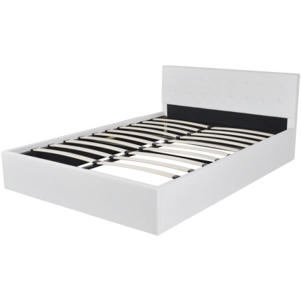 Bed Frame White Faux Leather Double Size - Image 4