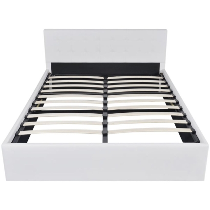 Bed Frame White Faux Leather Double Size - Image 5