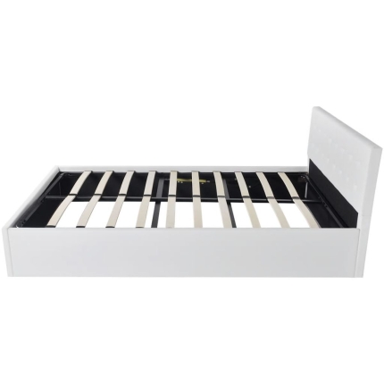 Bed Frame White Faux Leather Double Size - Image 6