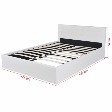 Bed Frame White Faux Leather Double Size - Image 8
