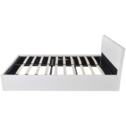 Bed Frame White Faux Leather Queen Size - Image 5