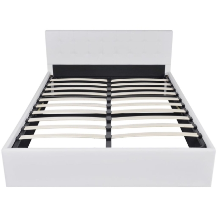 Bed Frame White Faux Leather Queen Size - Image 6