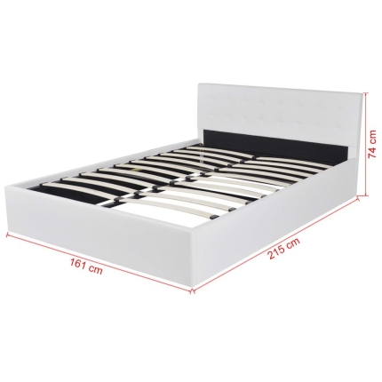 Bed Frame White Faux Leather Queen Size - Image 8