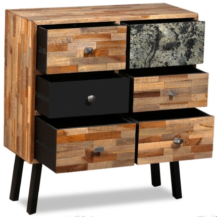 Side Cabinet with 6 Drawers 70x30x76 cm Solid Reclaimed Teak - Image 6