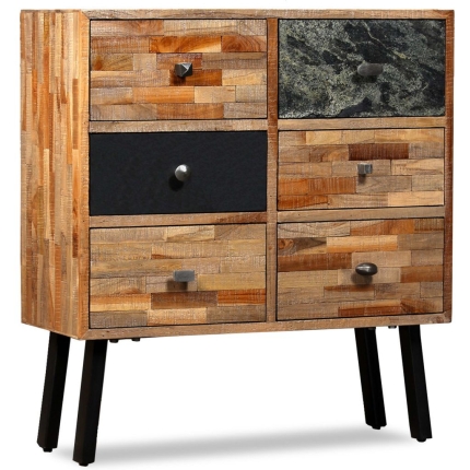 Side Cabinet with 6 Drawers 70x30x76 cm Solid Reclaimed Teak - Image 9