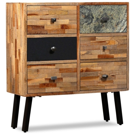 Side Cabinet with 6 Drawers 70x30x76 cm Solid Reclaimed Teak - Image 10