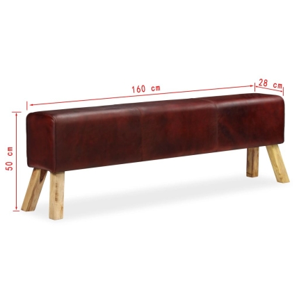 Bench Genuine Leather Brown 160x28x50 cm - Image 7