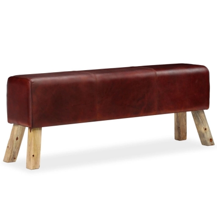 Bench Genuine Leather Brown 120x30x45 cm - Image 4