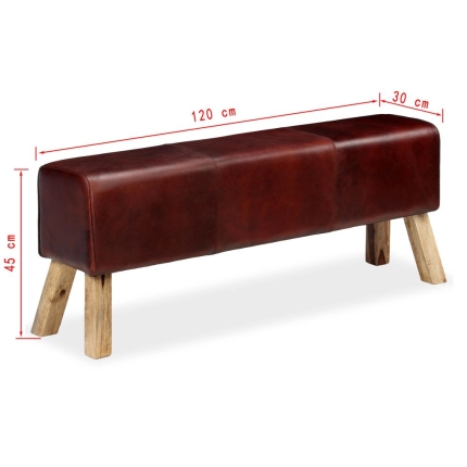 Bench Genuine Leather Brown 120x30x45 cm - Image 7