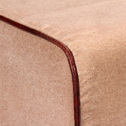 Bench Genuine Leather and Canvas Beige and Brown 120x30x45 cm - Image 2