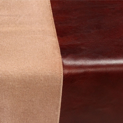 Bench Genuine Leather and Canvas Beige and Brown 120x30x45 cm - Image 3