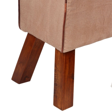 Bench Genuine Leather and Canvas Beige and Brown 120x30x45 cm - Image 6