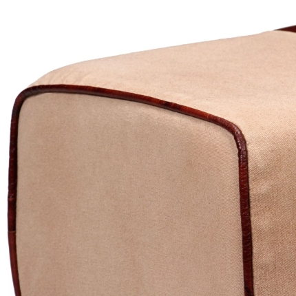 Bench Genuine Leather and Canvas Beige and Brown 60x30x50 cm - Image 5