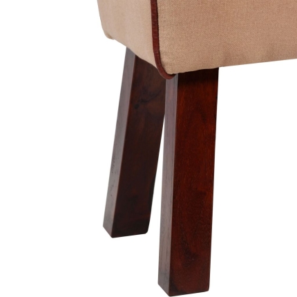 Bench Genuine Leather and Canvas Beige and Brown 60x30x50 cm - Image 6