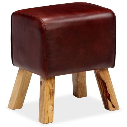 Bench Genuine Leather Brown 40x30x45 cm - Image 3