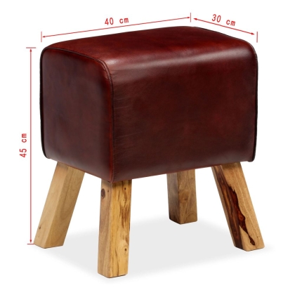 Bench Genuine Leather Brown 40x30x45 cm - Image 7
