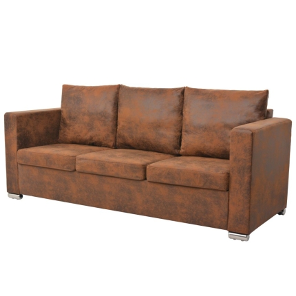 Sofa Set 2 Pieces Artificial Suede Leather - Image 3