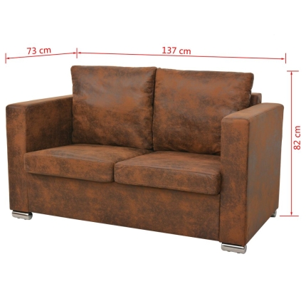 Sofa Set 2 Pieces Artificial Suede Leather - Image 5